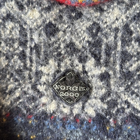 Dale of Norway Wool Fair Isle Nordic Colorful Navy Red Winter Sweater - Picture 3 of 7